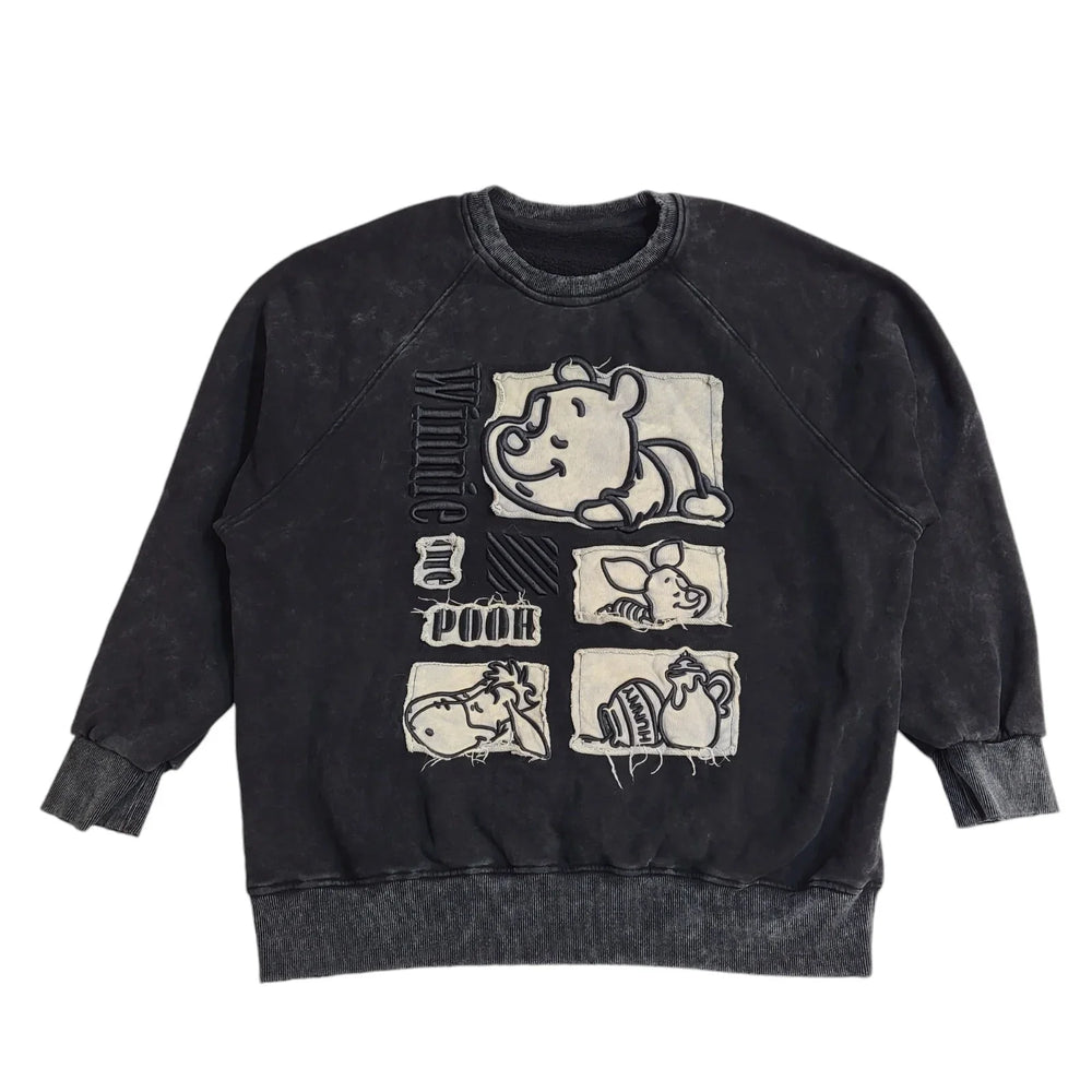 Winnie The Pooh 90's Black Crew Neck Sweatshirt UK Women's Size 20