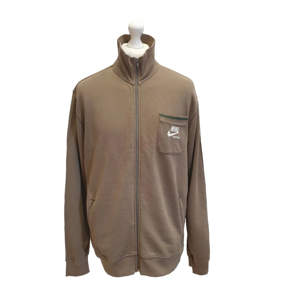 Nike Cotton Brown Zipped Sports Tracksuit Top Uk Men's L Eu 54 G56