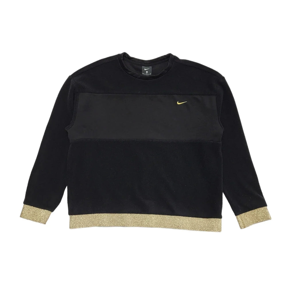 Nike Black Round Neck Sports Fleece Jumper Uk Women's Size Medium DD452