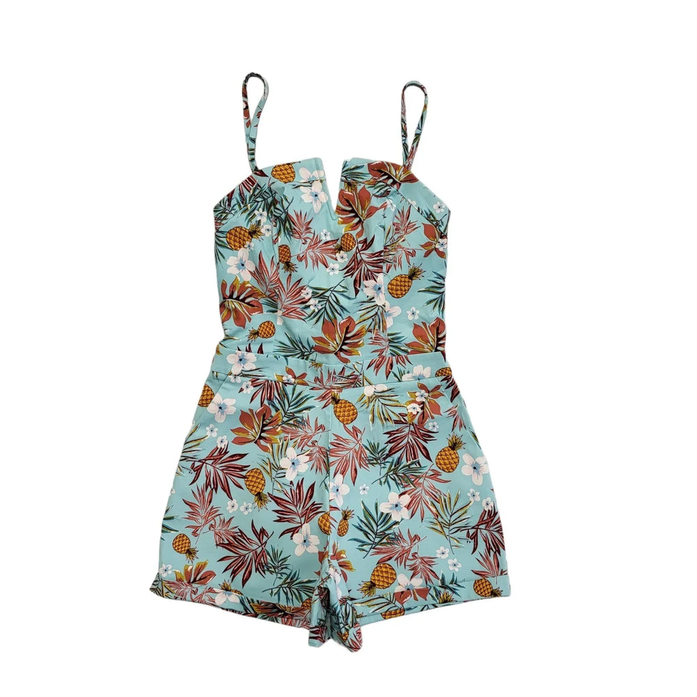 Studio F Blue Sleeveless Floral Sports Jumpsuit Uk Women's Size 8 DD879