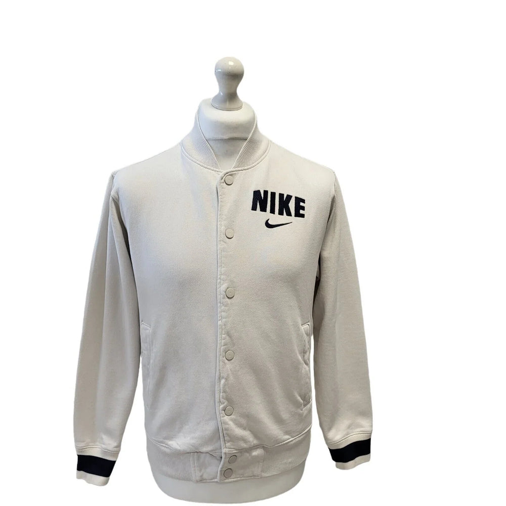 Nike White Snap Fasten Varsity Jacket Sports Top UK Men's Small G724