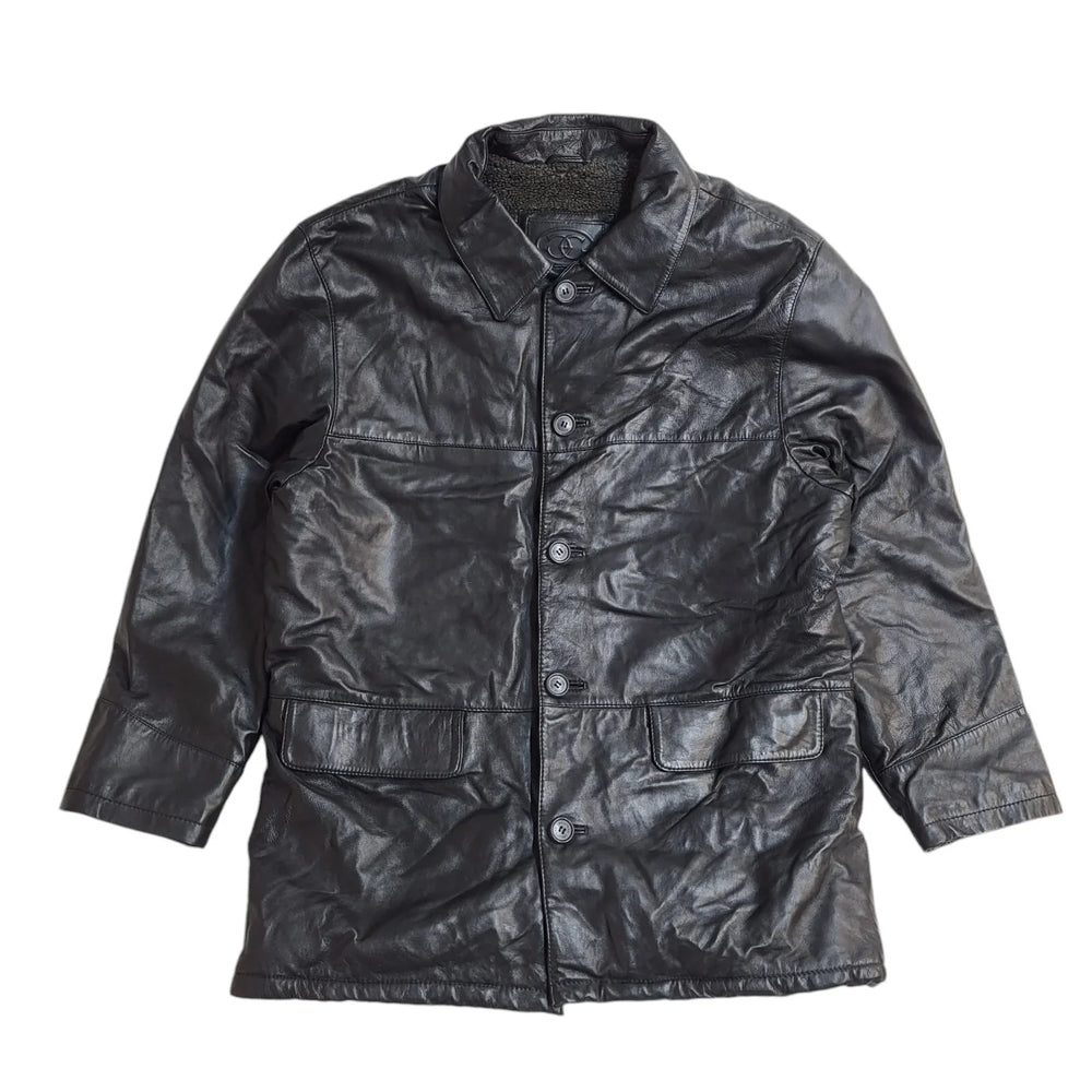Ciro Citerio Vintage 90's Black Button Leather Coat UK Men's Size Large