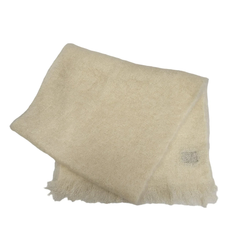 Glen Cree Vintage 80s Cream Mohair Rectangle Scarf Uk Women's 60'' X 18''