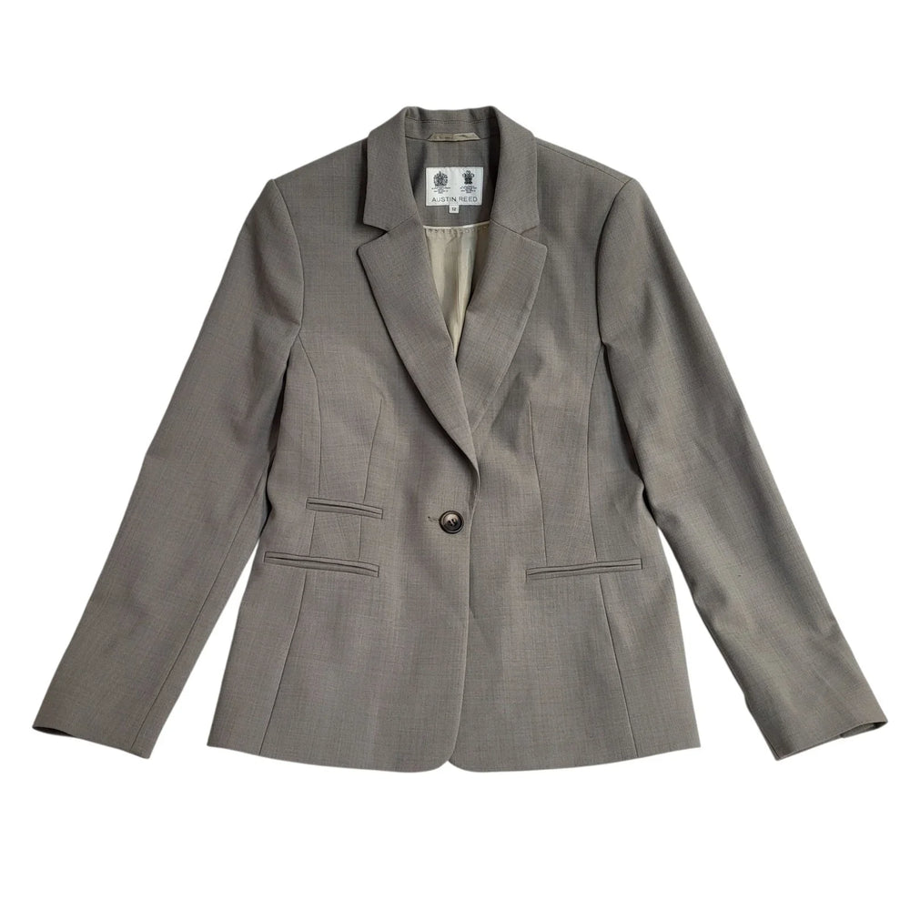 Austin Reed Suit Jacket Y2k Beige Button UK Women's Size L 12