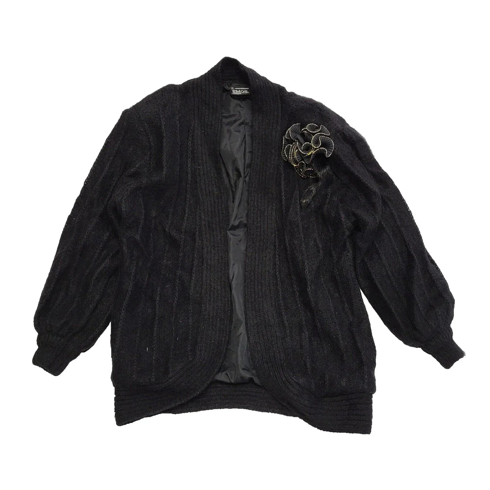 Vintage Emos Black Baggy Floral Cardigan Coat UK Women's 3XL 18 K277