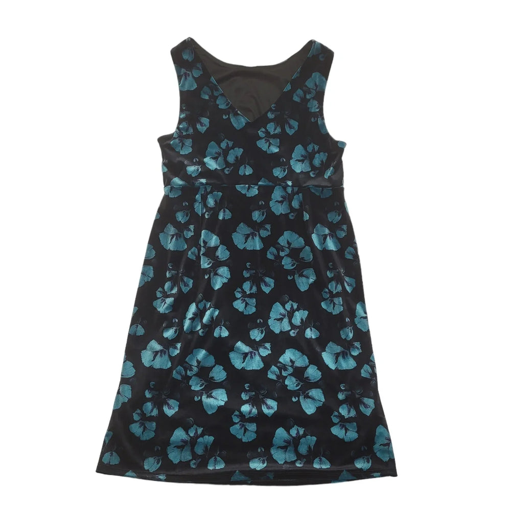 Bonmarche Black Blue Floral Sleeveless Evening Dress Uk Women's Size 24 CC844