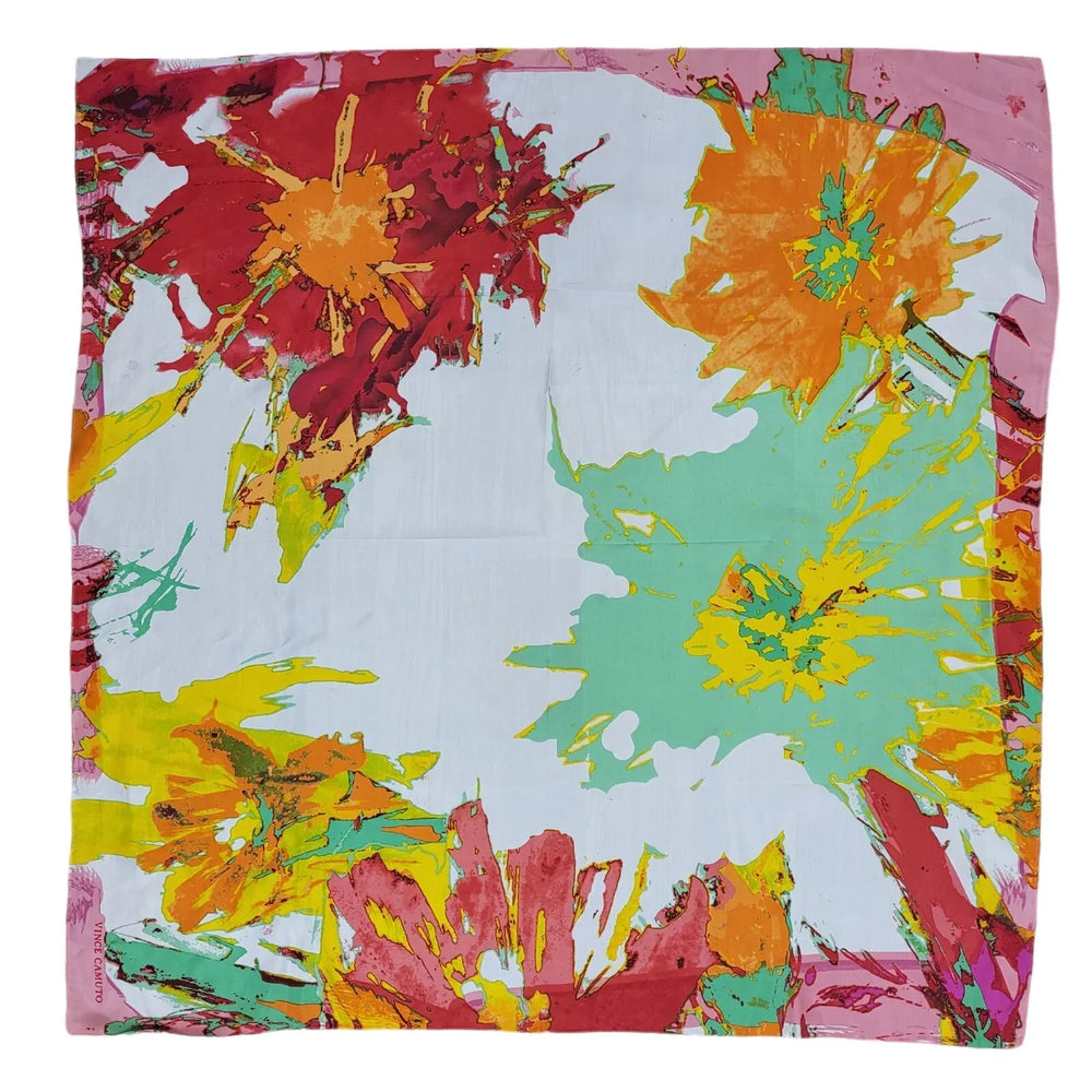 Vince Camuto Vintage 90's Multicoloured Floral Square Scarf Womens 34'' X 34''