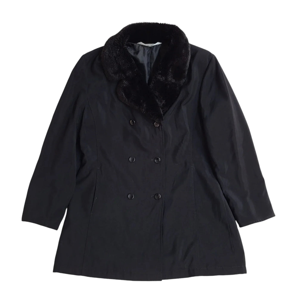 St Michael Vintage 90s Black Double Breasted Coat UK Women's Size 14