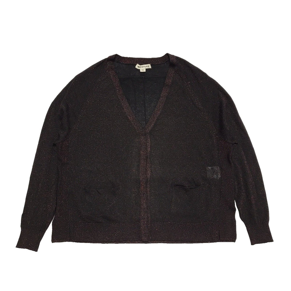 Whistles Black Red Glitter Button Cardigan Women's UK S 8 EU 36 H931
