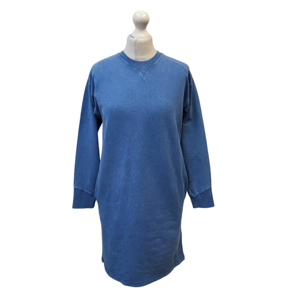 Oliver Bonas Blue Long Sleeve Round Neck Dress Uk Women's Size 6 EE409
