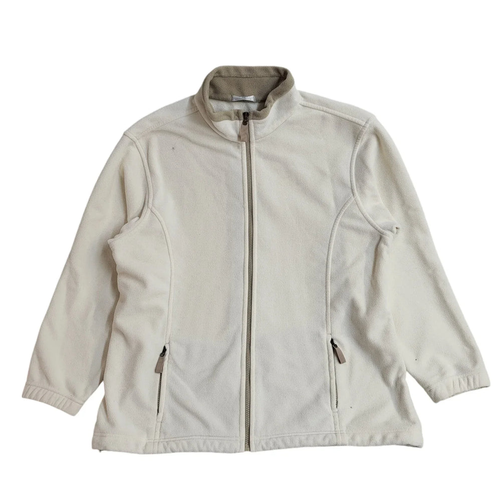 M&S Vintage 90s Beige Fleece Zipped Jacket Uk Women's Size 18/20