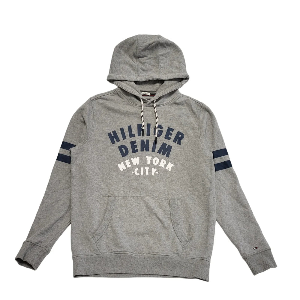 Tommy Hilfiger Sweatshirt Hoodie Grey Drawstring Mens UK Size L BB22