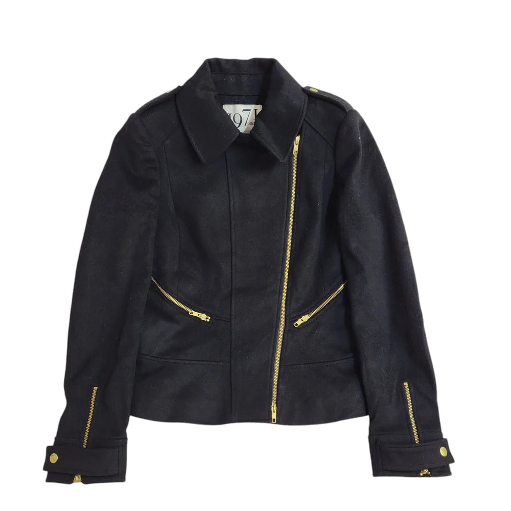 1971 Reiss Black Zipped Wool Formal Jacket UK Women's Size Medium EE542