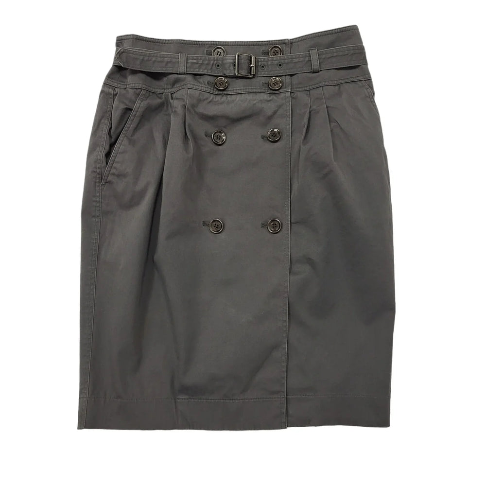 Burberry Grey Belted Button Up Skirt Knee Length Grey Womens UK Size 8 BB420