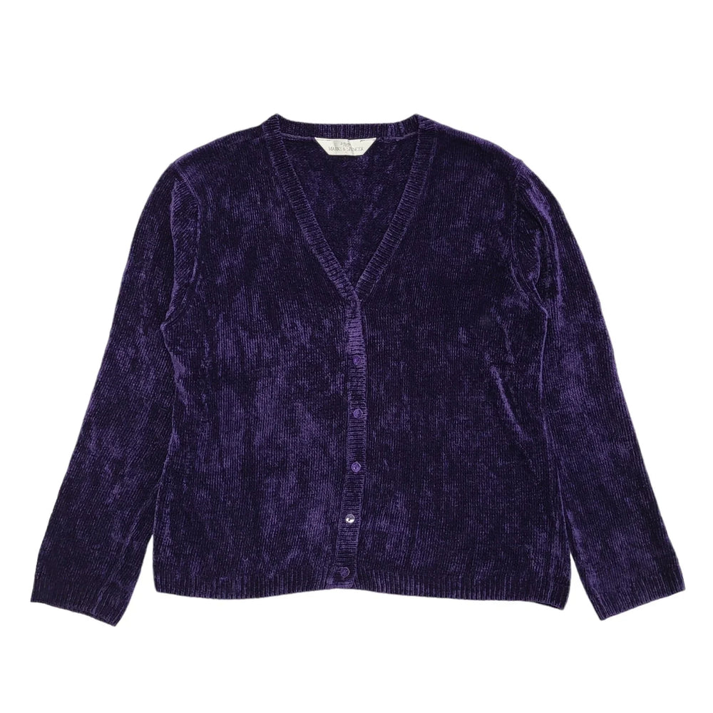 M&S Purple 80s Vintage Button Cardigan Uk Women's Size 16