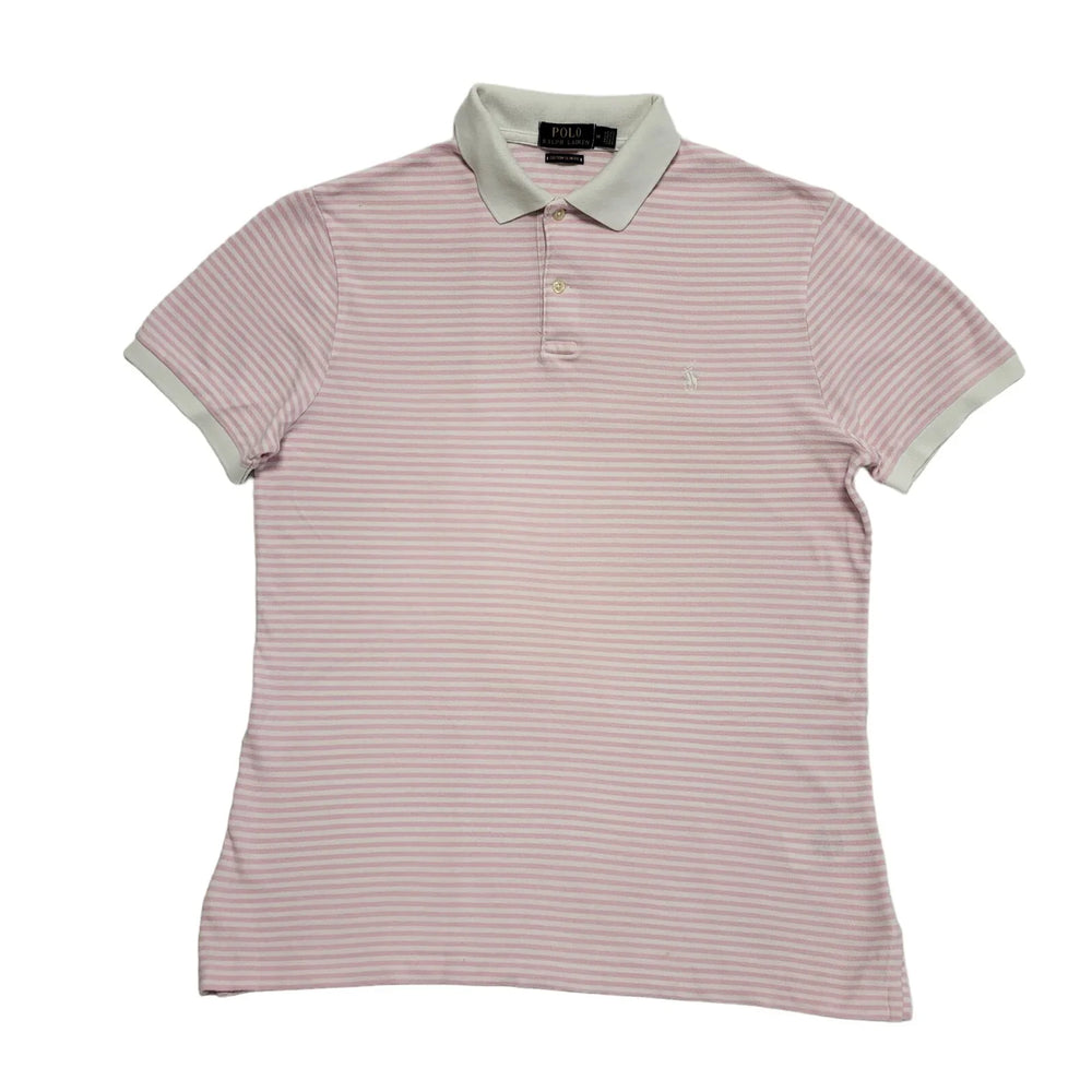 Polo Ralph Lauren White Pink Short Sleeve Polo Top Women's UK M 10 H471