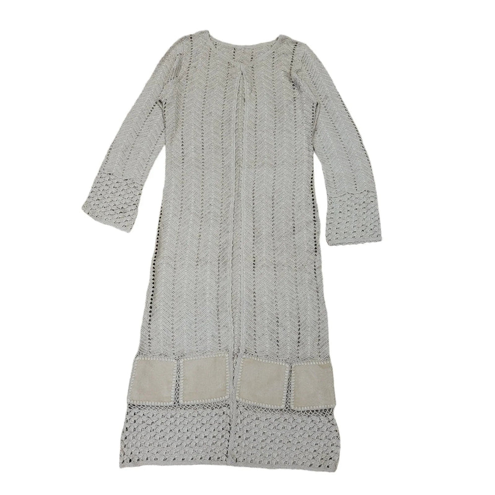 Next Vintage 90's Beige Open Front Long Cardigan UK Womens Size 12