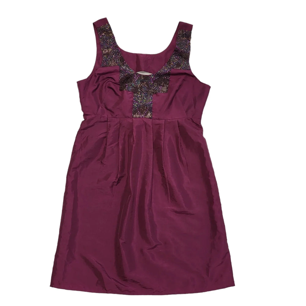 Peid A Terre Aubergine Sequin Wedding Formal Dress Uk Women's Size 14 Bnwt DD106