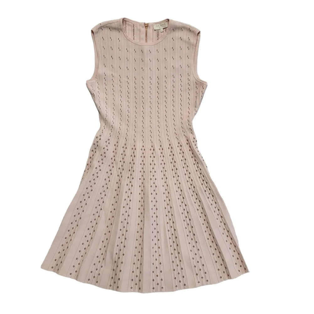 Ted Baker Pink Sleeveless Skater Dress Uk Women's Size 12 DD847