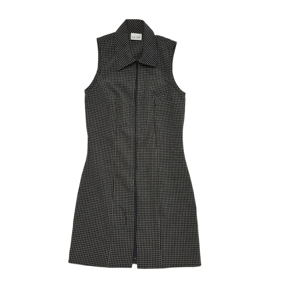 New Look Vintage 90s Black Check Sleeveless Dress Uk Women's Size 8 W26-30