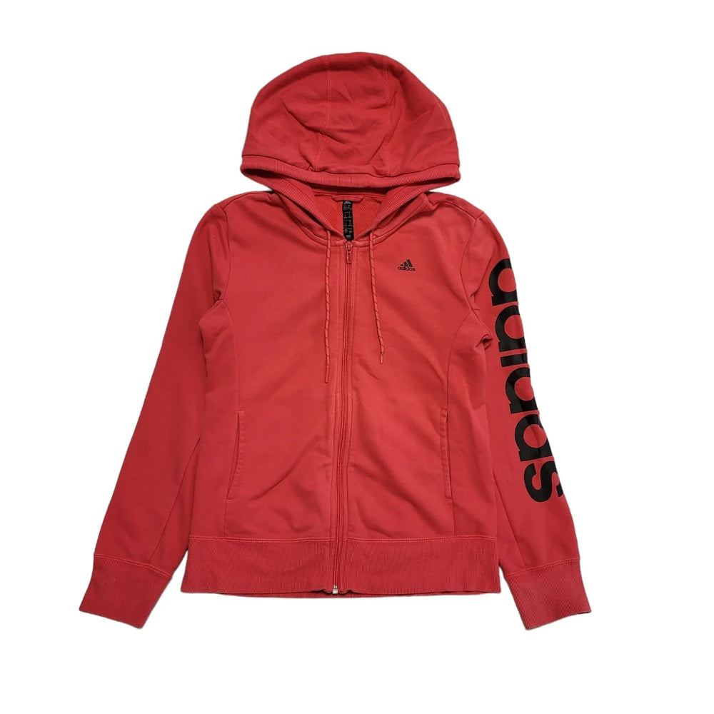 Adidas Coral Zip Up Drawstring Sweatshirt Hoodie UK Women's M 12-14 K473