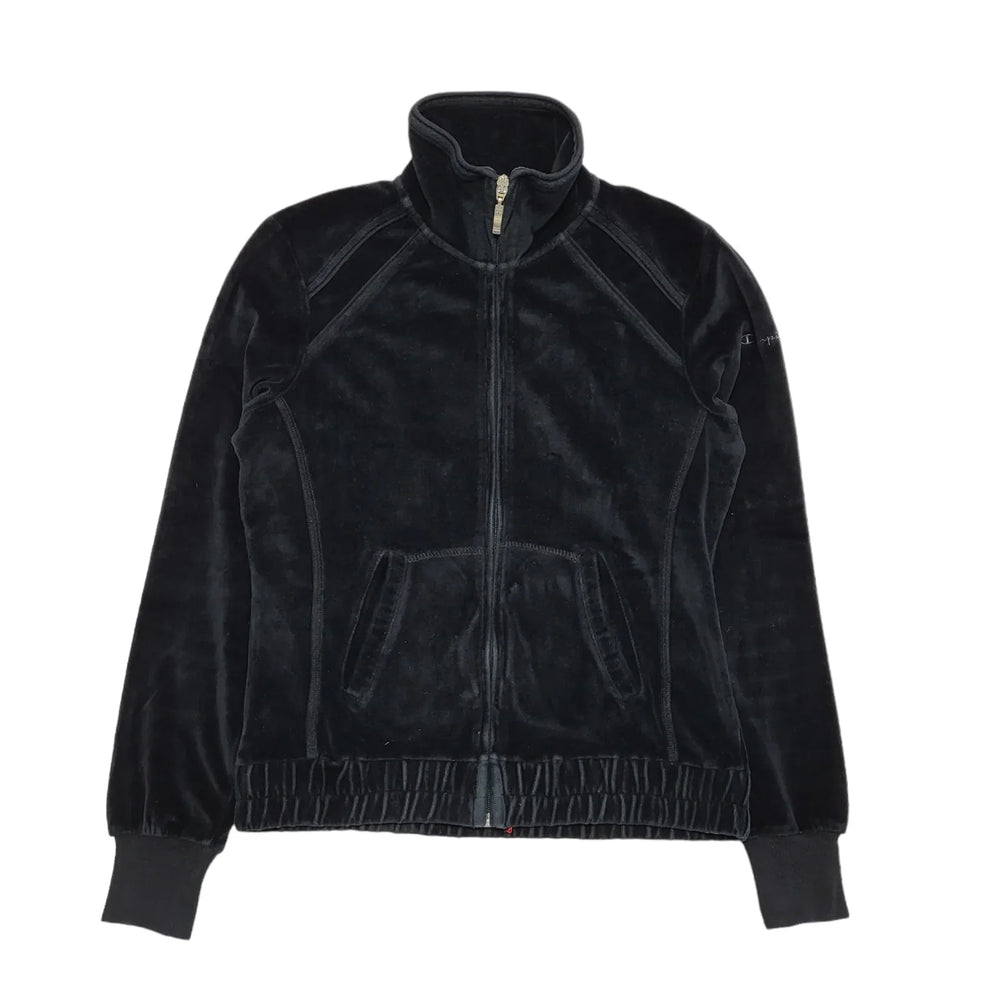 Champion Y2K Black Full Zip Velour Tracksuit Jacket Women's UK Size Small