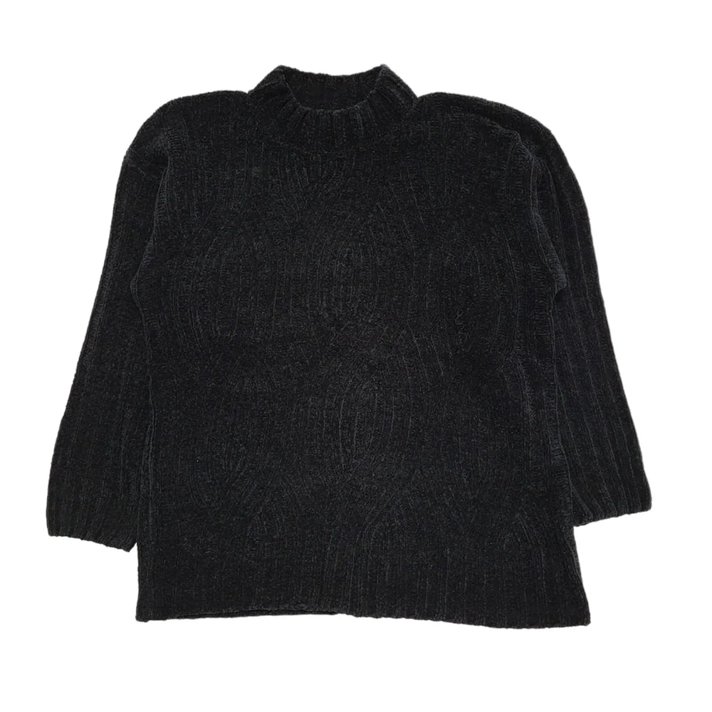 Classic 80s Vintage Black Acrylic Cardigan Women's Size 12-14
