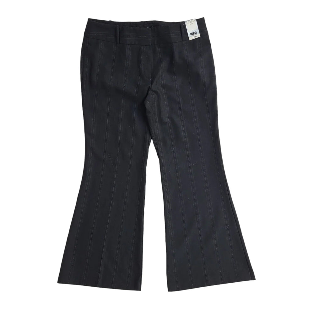 Next Vintage 90's Black Striped Flared Trousers BNWT UK Women's Size 14 W33 L28