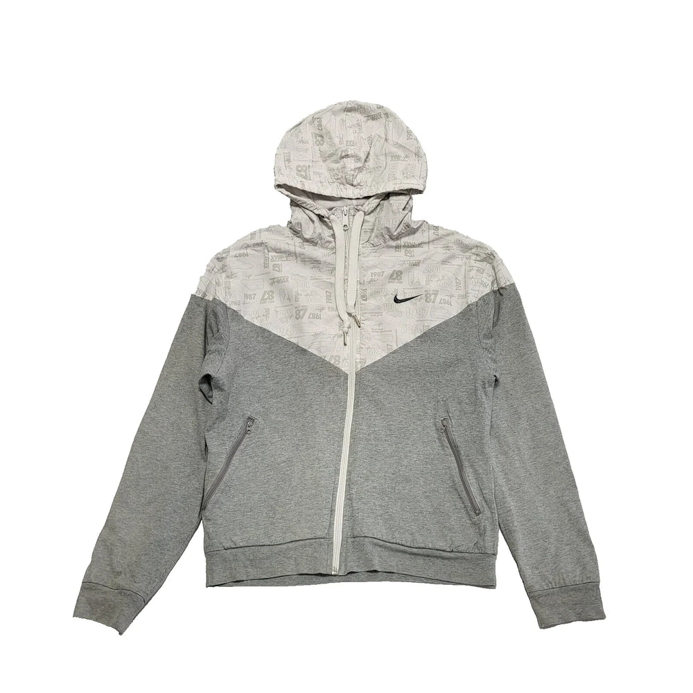 Nike Grey White Zip Up Drawstring Sweatshirt Hoodie UK Women's Size S K820