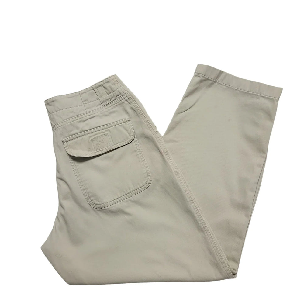 M&S Y2k Vintage Beige Straight Leg Casual Trousers Uk Women's 12 W30 L26