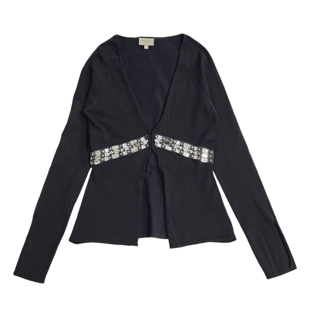 Karen Millen Black Embellished Long Sleeve Cardigan Women's UK XS EE607