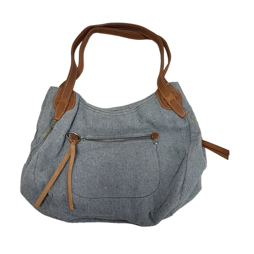 WS Light Blue Zip Medium Shoulder Bag Uk Women's Size 13" x 16"