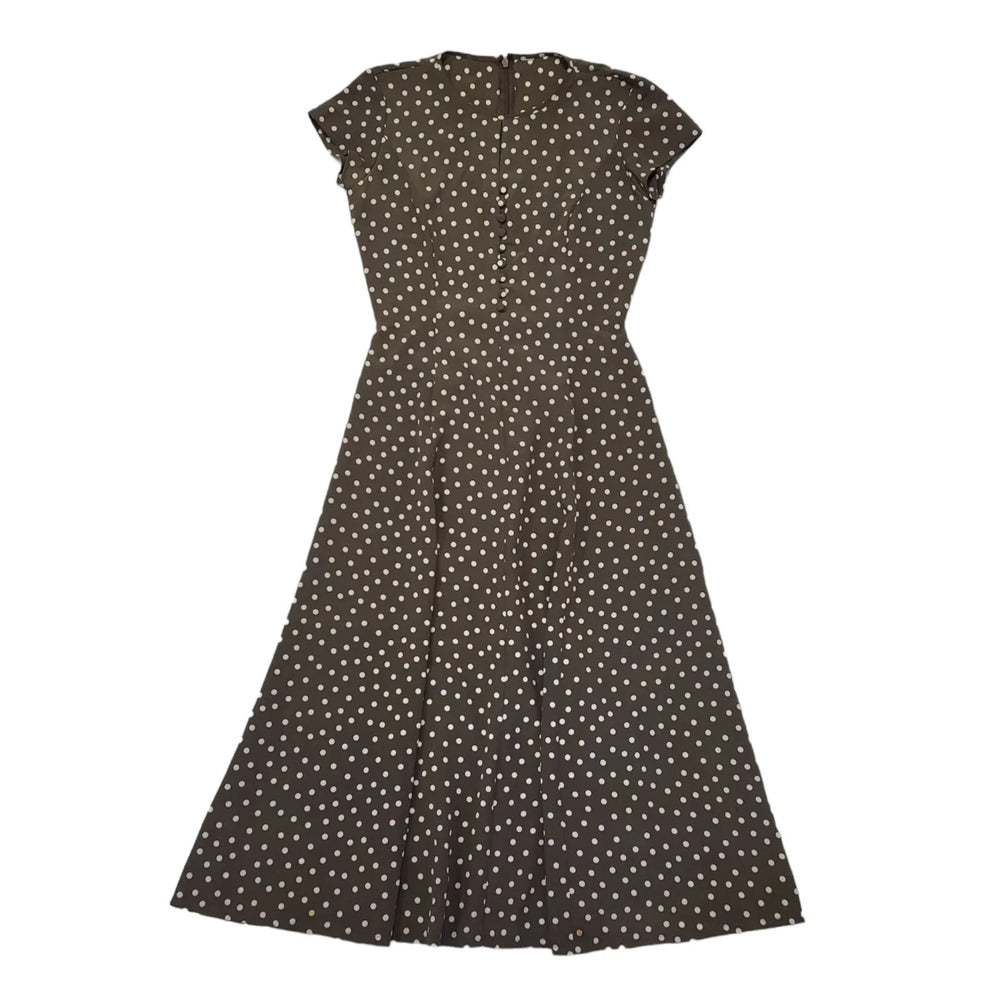 90s Vintage Brown & White Polka Dot Daywear Dress Women's Size 12