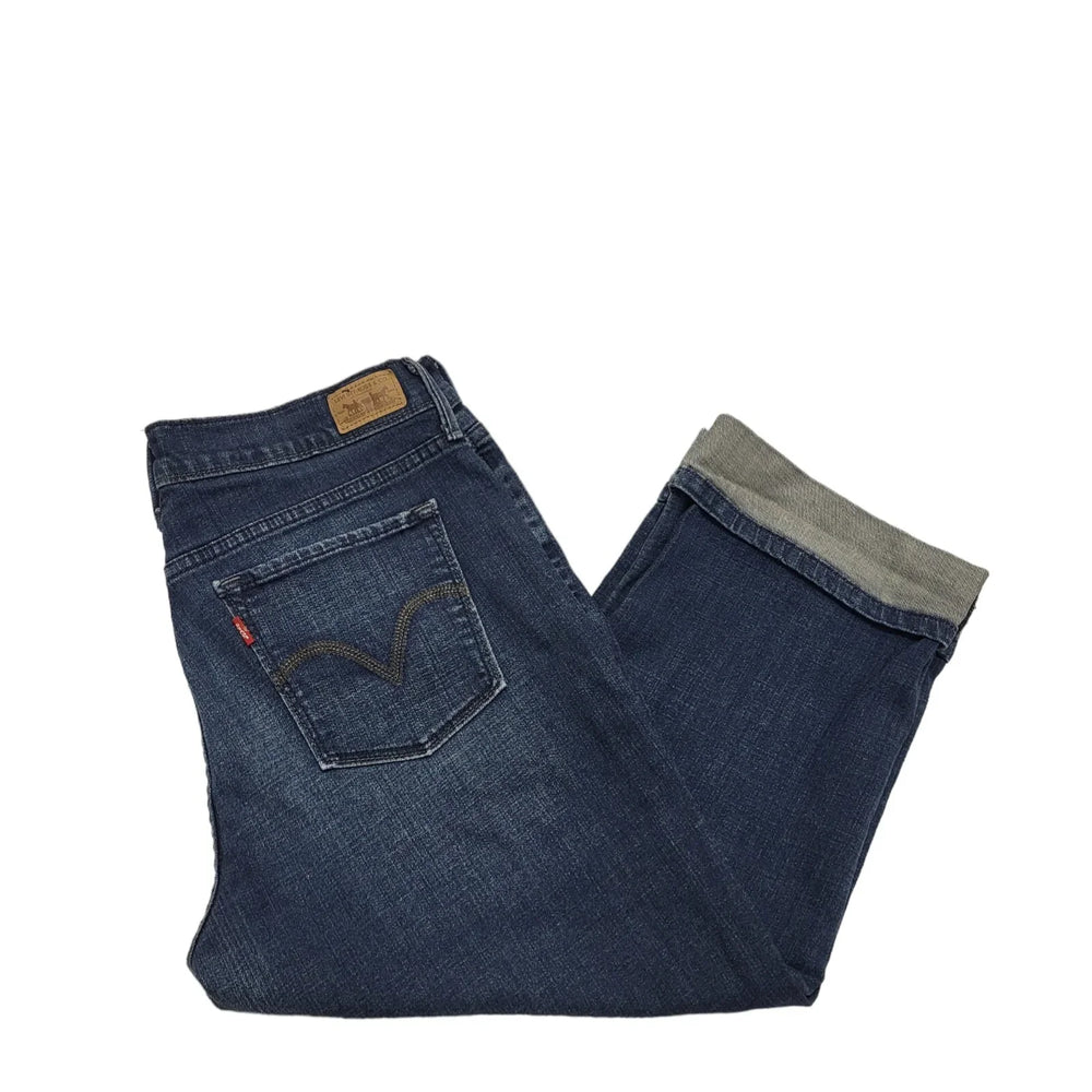 Levi's Dark Blue Cropped Denim Jeans Uk Women's Size 12 W30 L20 CC366