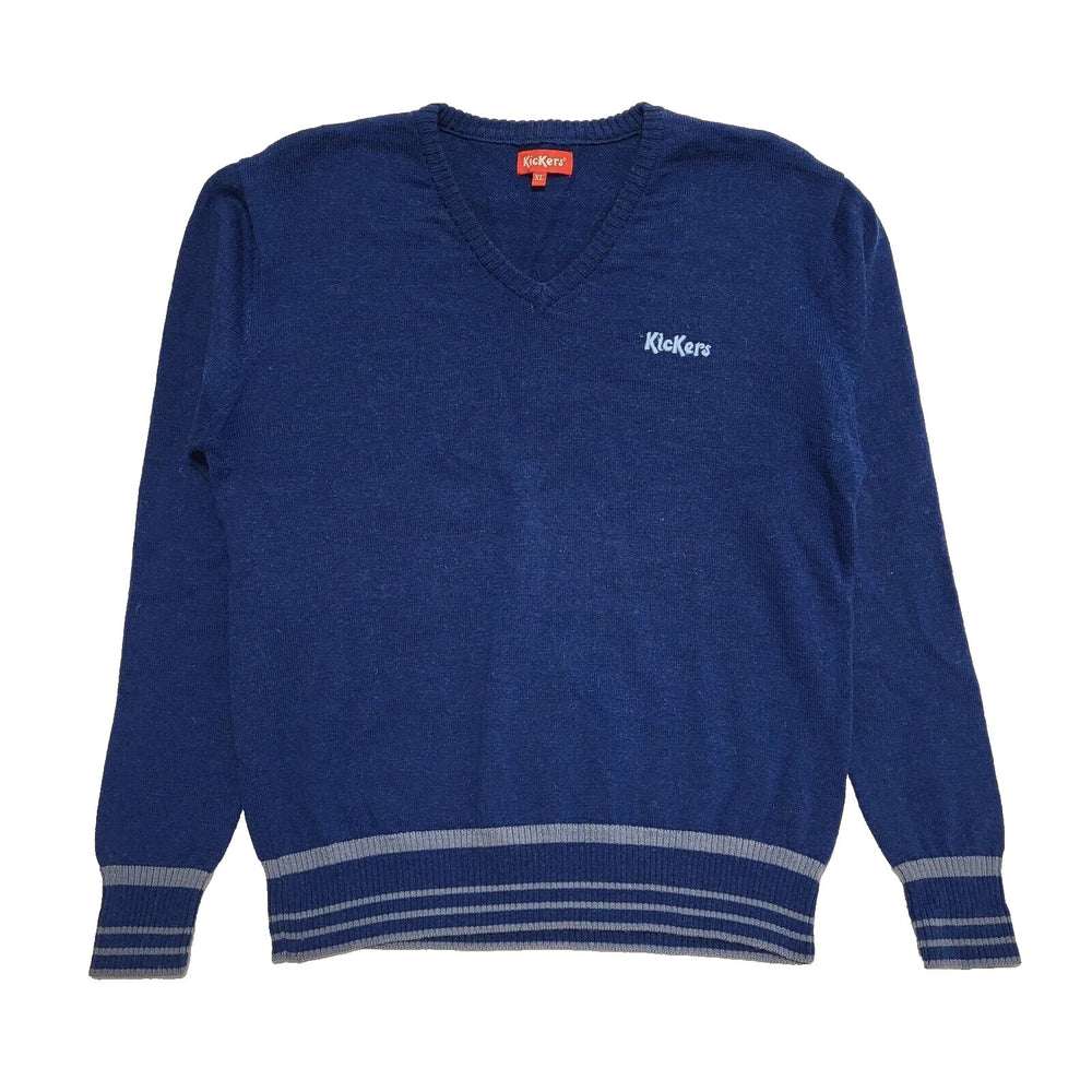 Kickers Wool Jumper Blue V-Neck Uk Men's Size XL L208