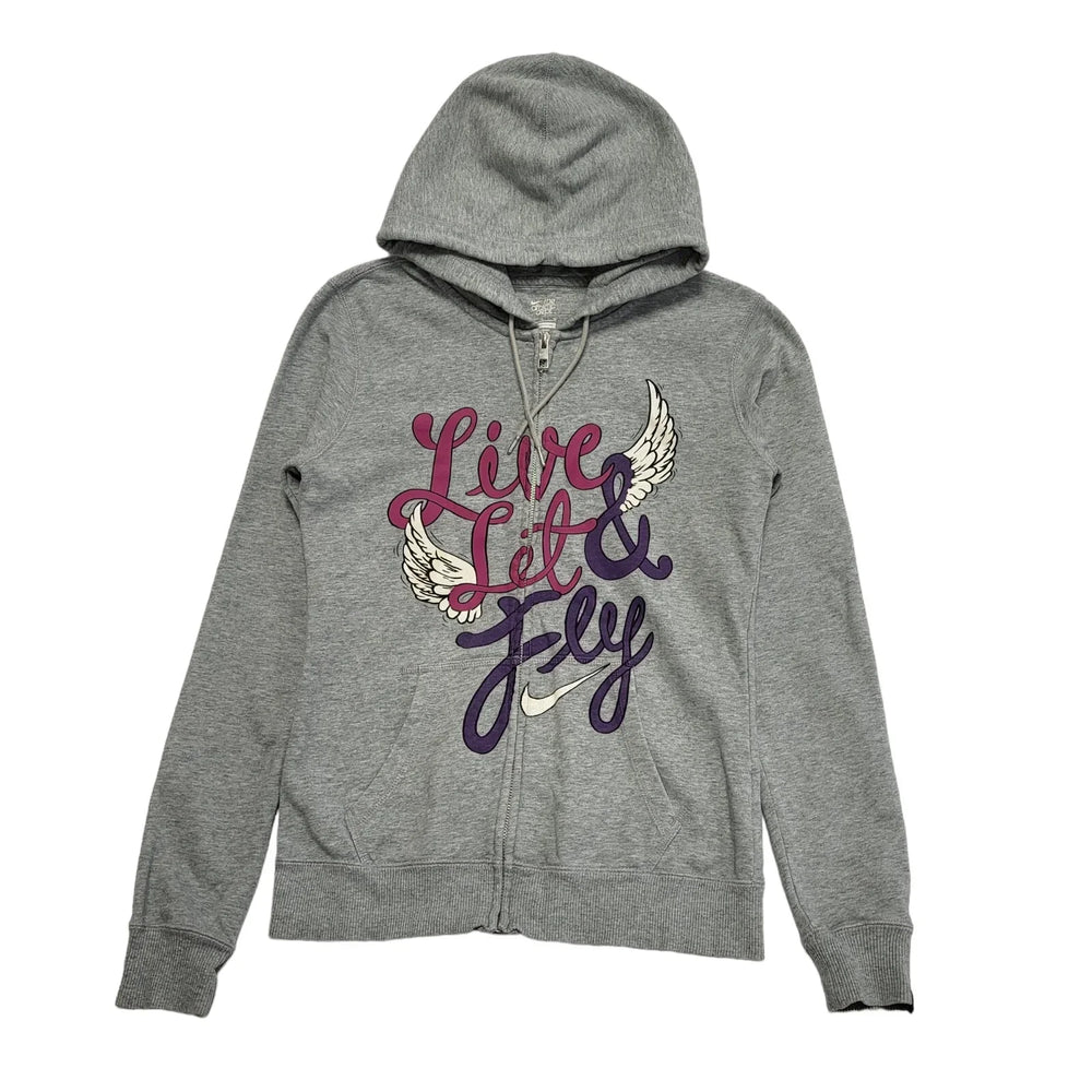 Nike Grey Zip Up Sports Drawstring Sweatshirt Hoodie UK Women's M 10 K469
