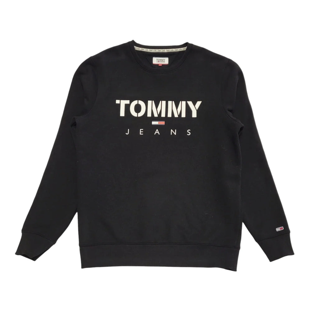 Tommy Jeans Black Crew Neck Casual Sweatshirt UK Men's Size L DD399