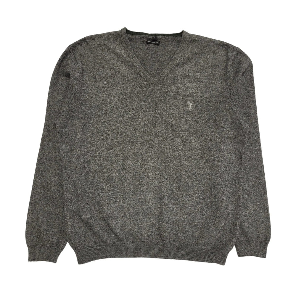 Vintage Grey V-Neck Y2k Cashmere Silk Jumper Uk Men's Size XL