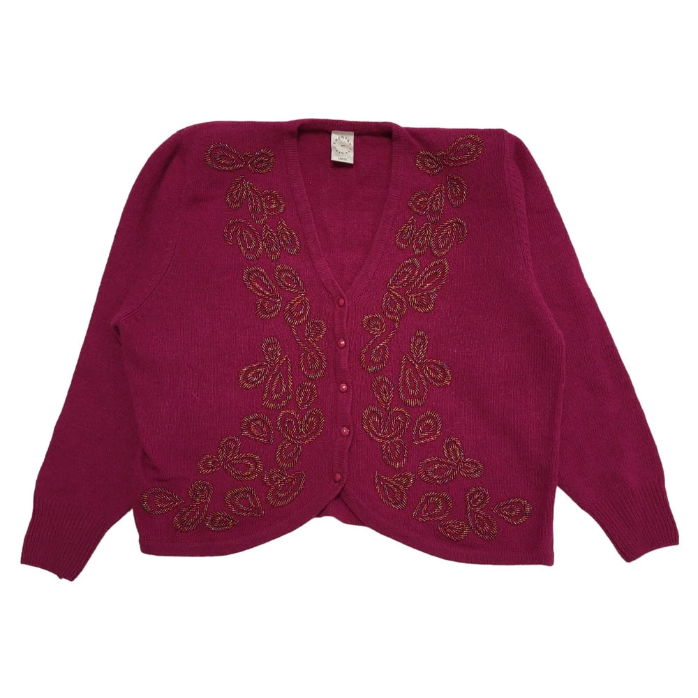 Country Casuals Vintage 80's Purple Button Cardigan UK Womens Size Large