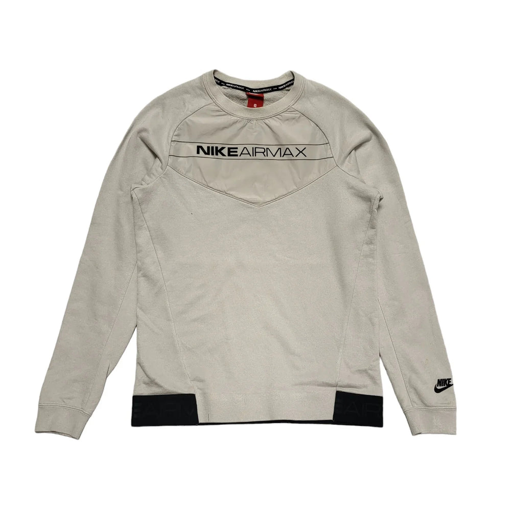 Nike Air Max White Crew Neck Long Sleeve Sports Sweatshirt Womens UK S CC487