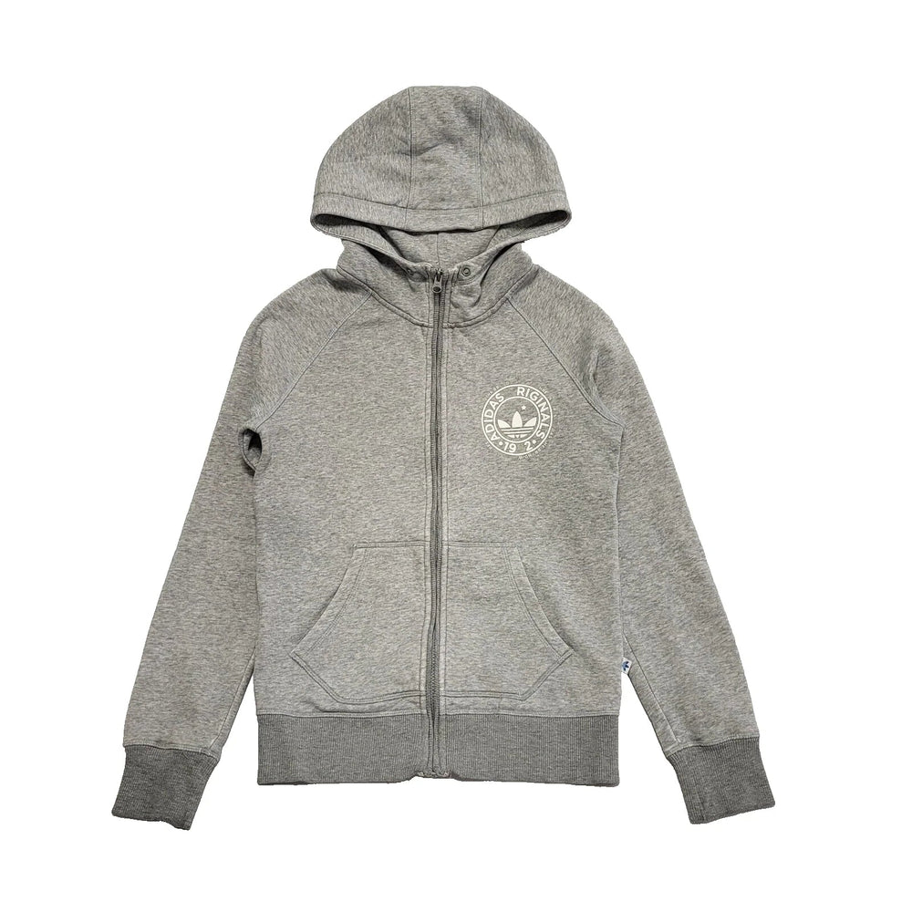 Adidas Grey Zip Up Drawstring Sweatshirt Hoodie UK Women's Size M K818