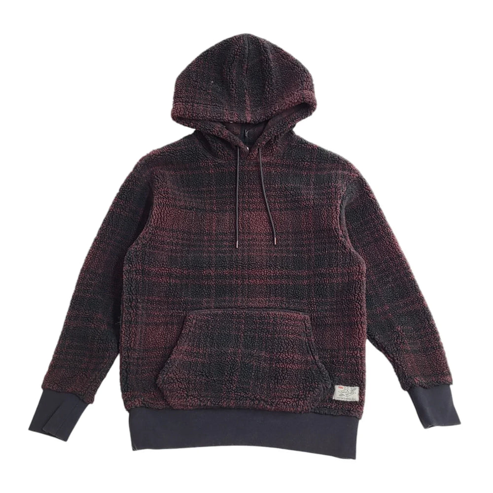 Levi's Purple & Black Checked Fleece Drawstring Hoodie Women's UK Size S EE437