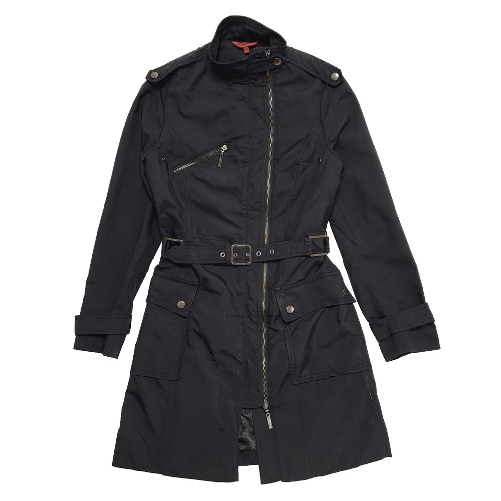 Debenham's John Richmond Black Belted Zipped Coat Women's Size S K954