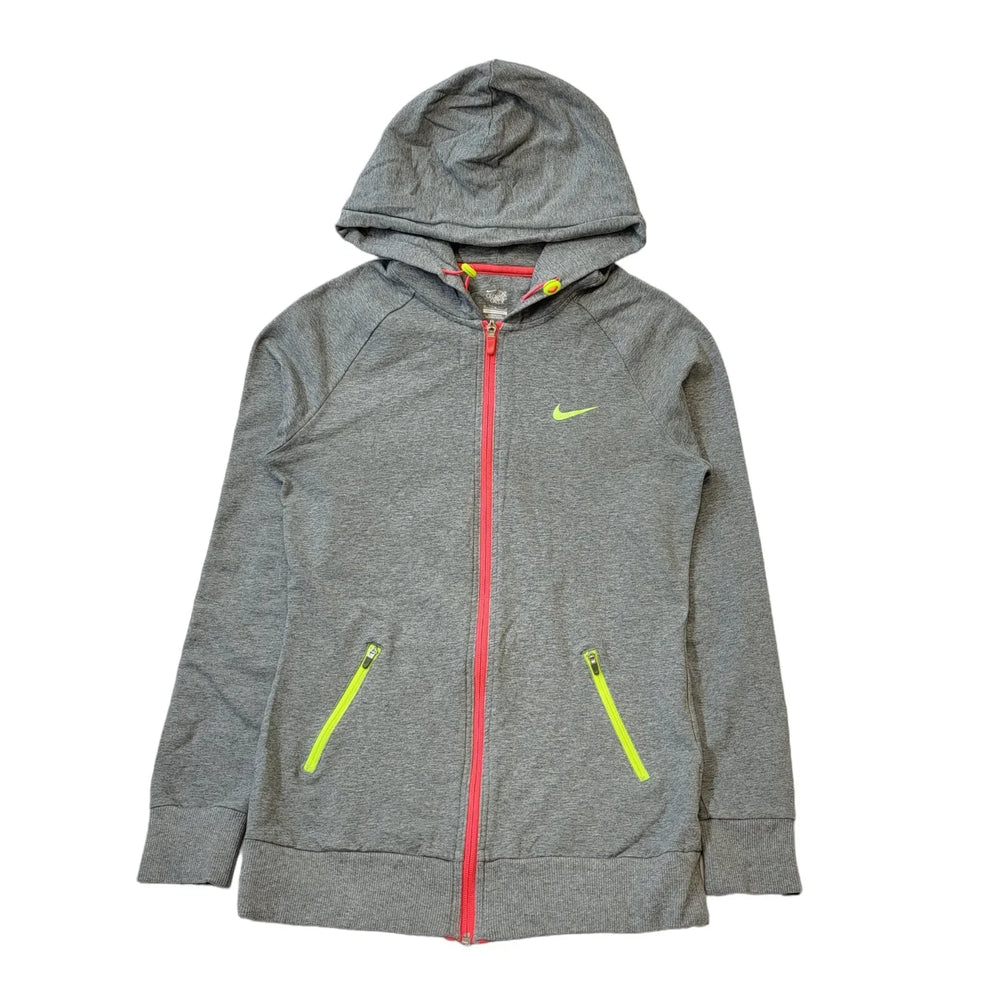 Nike Grey Drawstring Zipped L/Sleeve Sweatshirt Hoodie Women's uk M H505