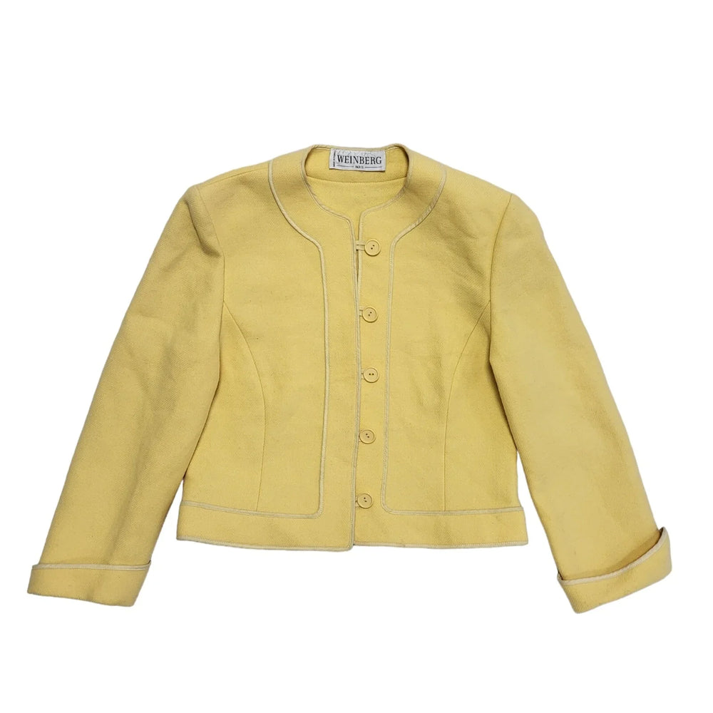 Weinberg Yellow 80s Vintage Button Dress Jacket Uk Women's Size 12