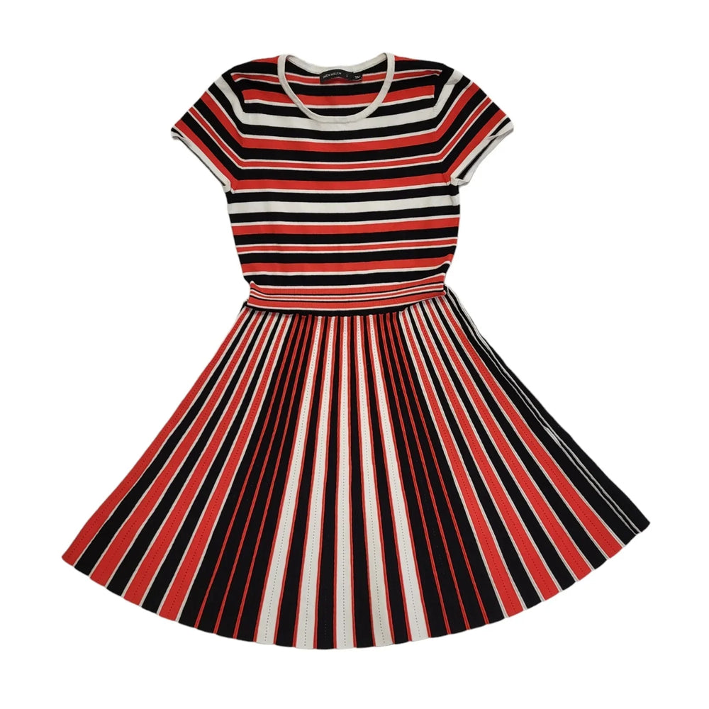 Karen Millen Red & Black Striped Fit & Flare Dress Uk Women's Size S DD872