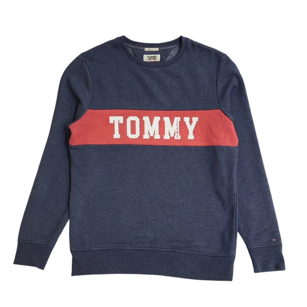 Tommy Hilfiger Sweatshirt Blue & Red Crew Neck 90's UK Men's Size M