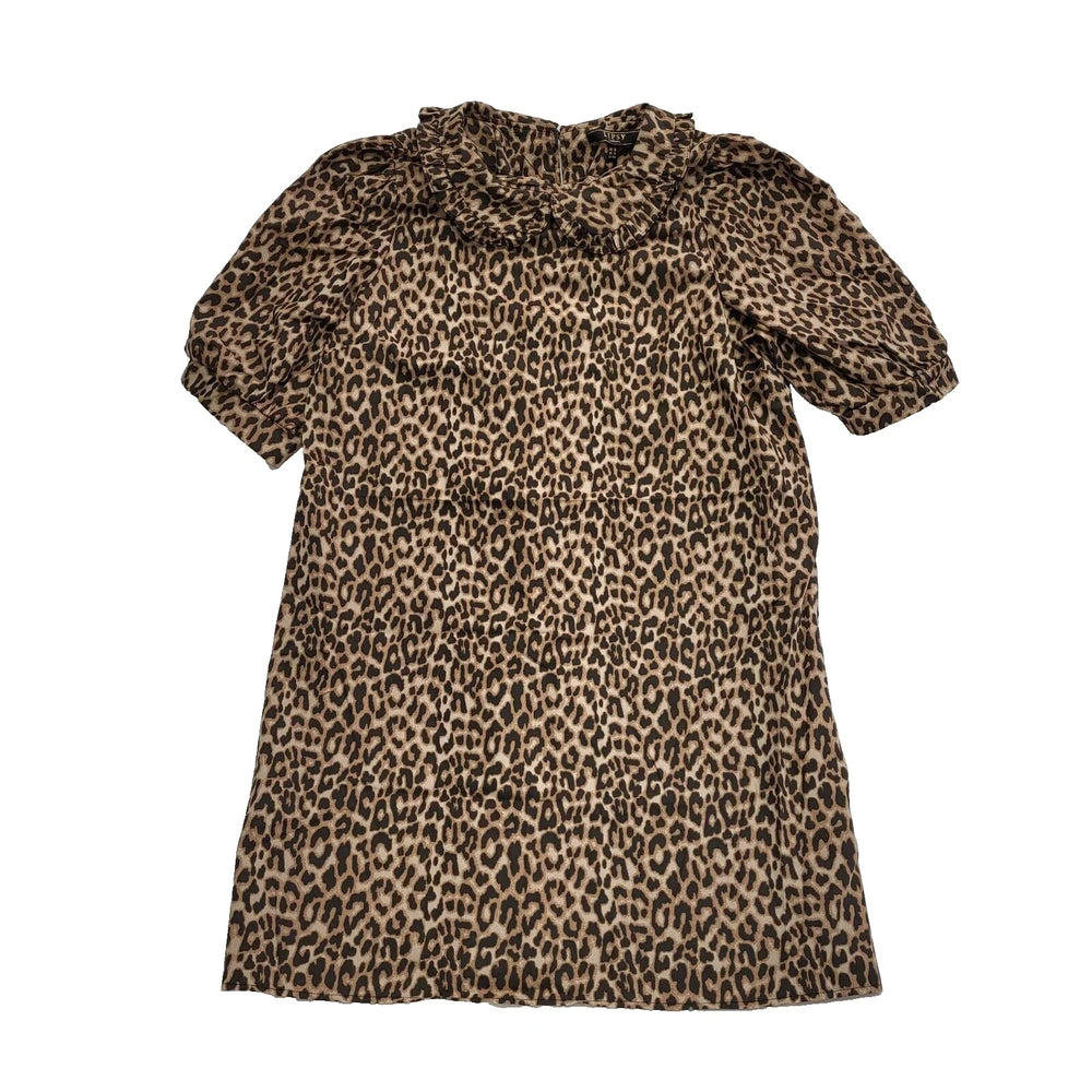 Lipsy Leopard Print Brown Collared Shift Dress UK Women's XL 16 BNWT K32