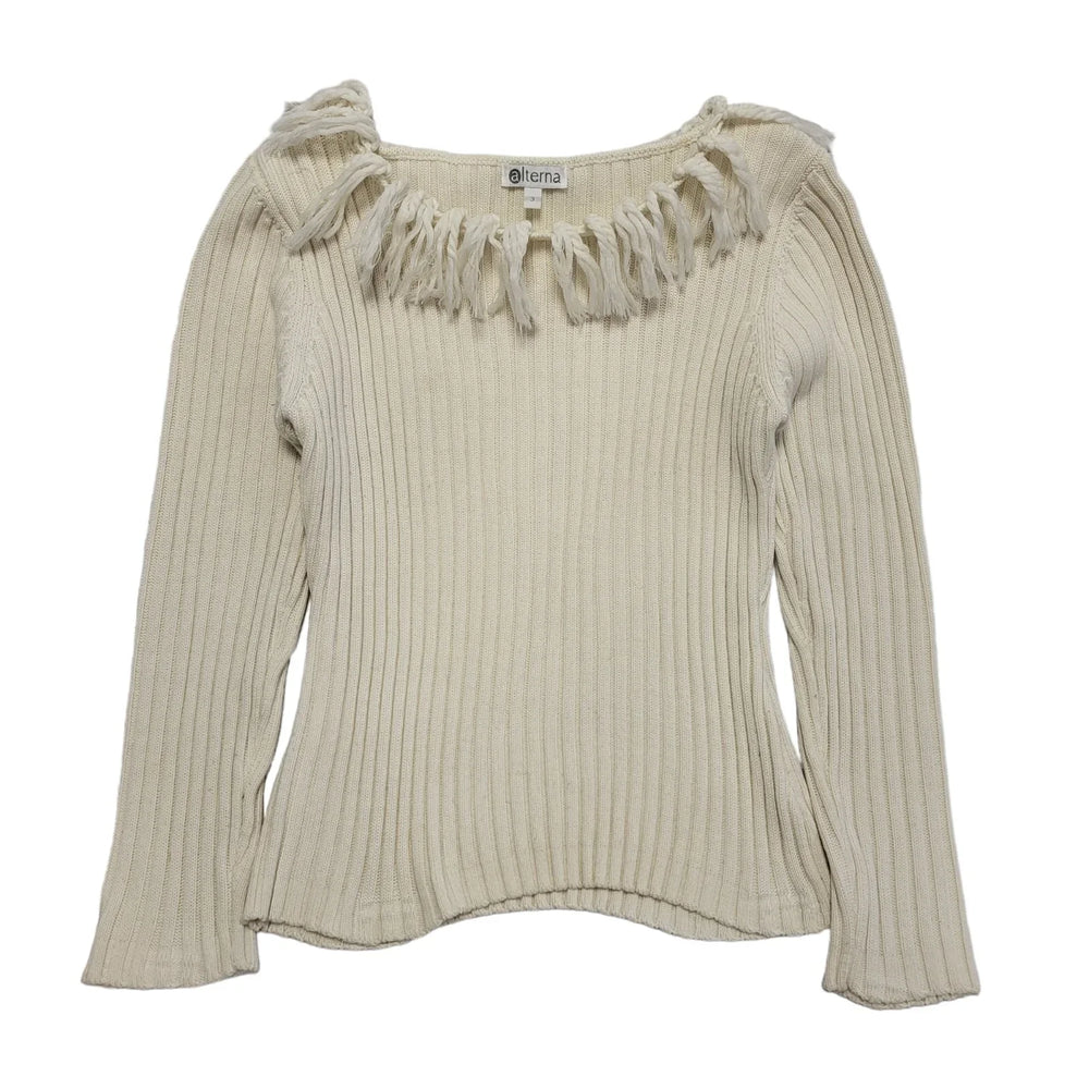 Alterna Vintage 90s Cream Tasselled Jumper Womens UK Size 12