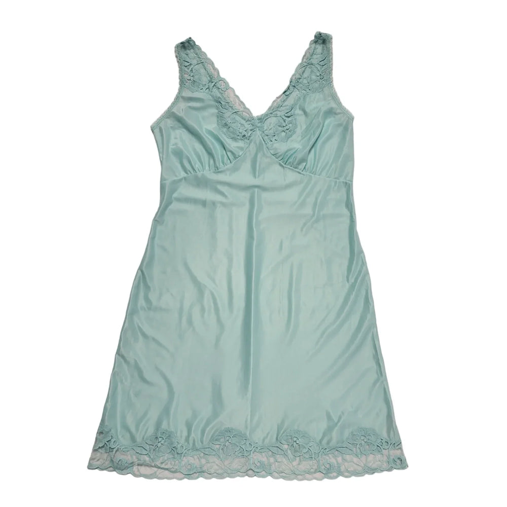 Textil 70s Vintage Light Blue Nightie Slip Dress Women's Size Large